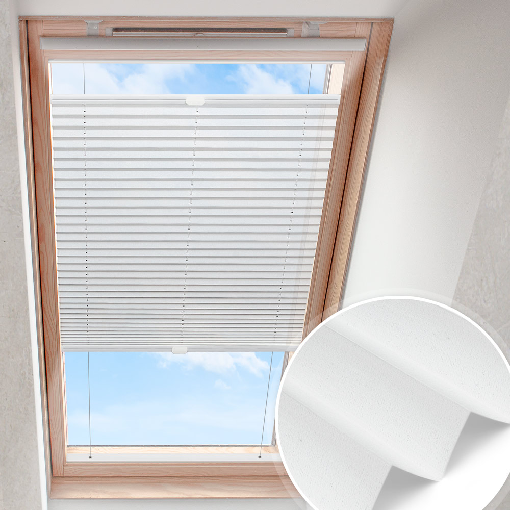 Plisa do okna dachowego Biała | nieprzezroczysta