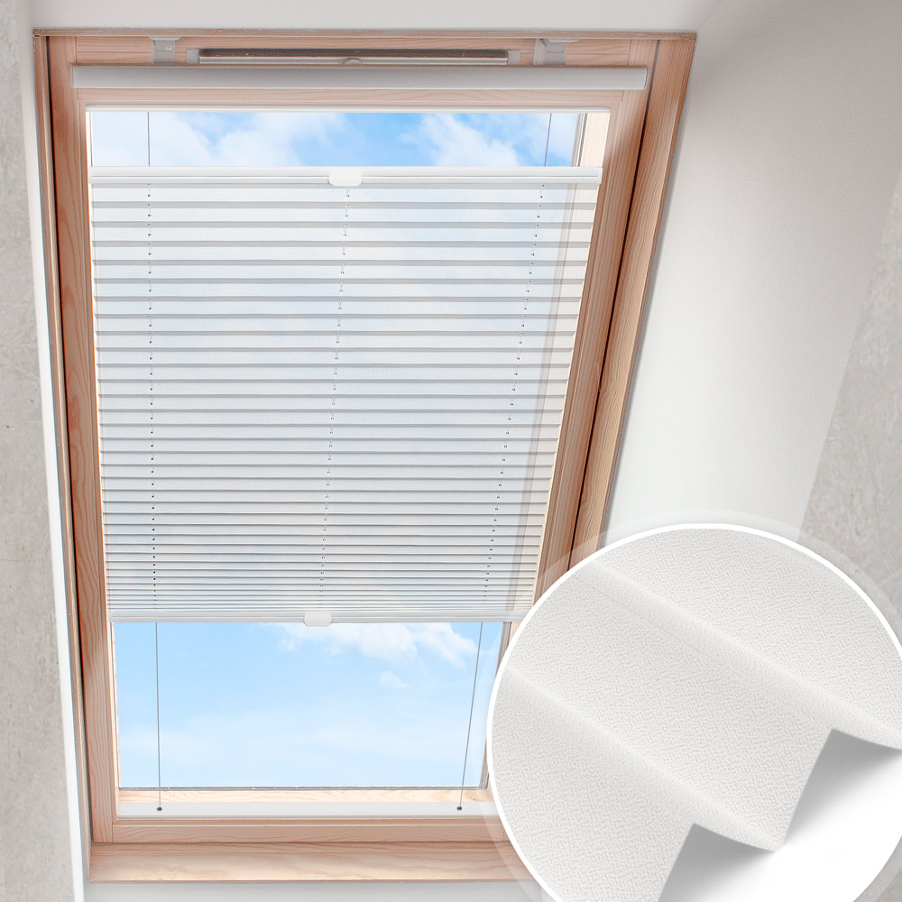 Plisa do okna dachowego Biała | perłowa