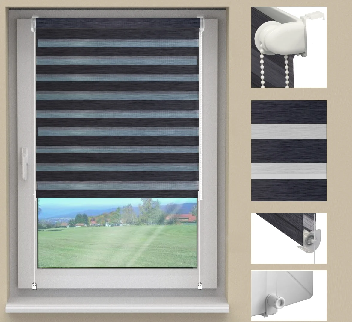 Doppelrollo antracytowe w standardowych rozmiarach