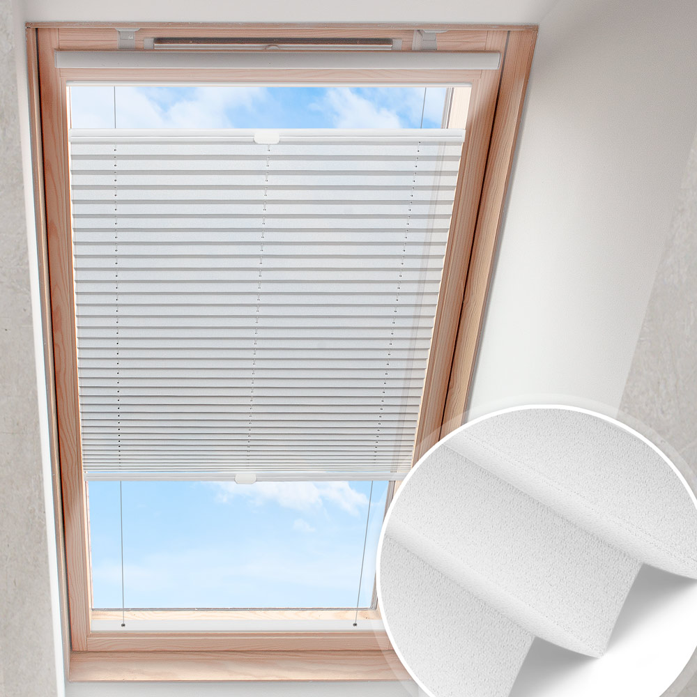 Plisa do okna dachowego Srebrno-biała | zaciemniająca